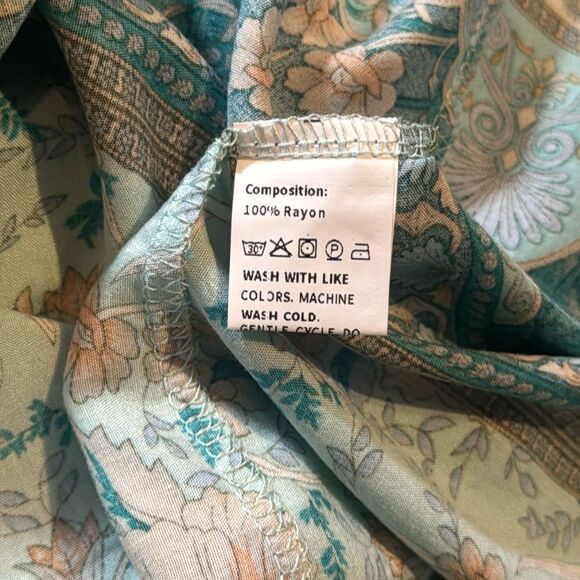 Women V-Neck Bohemian Blue Floral Print Short Summer Dress Cover Up Size 3XL NEW - Picture 14 of 14